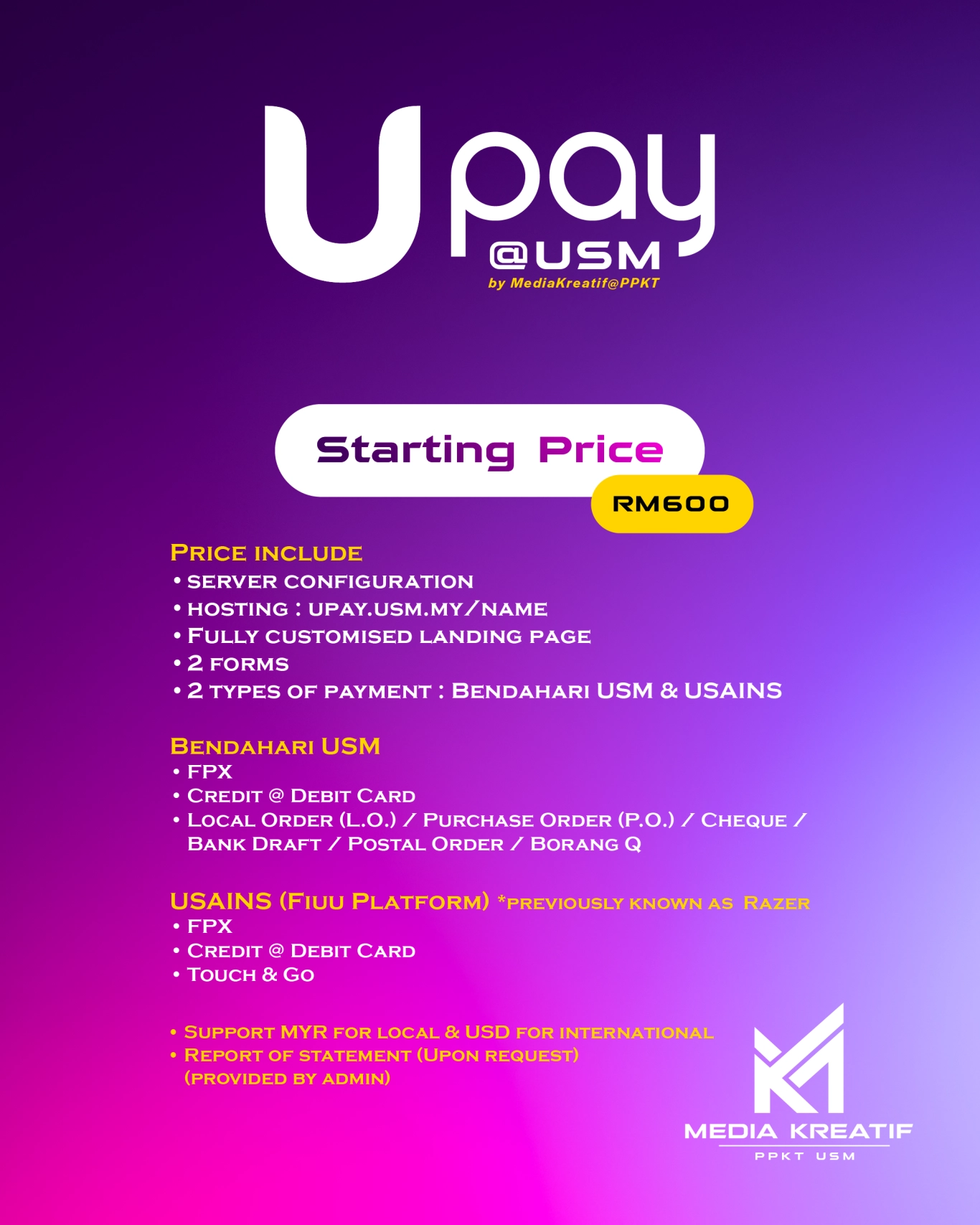 Poster Sistem uPay PTD USM